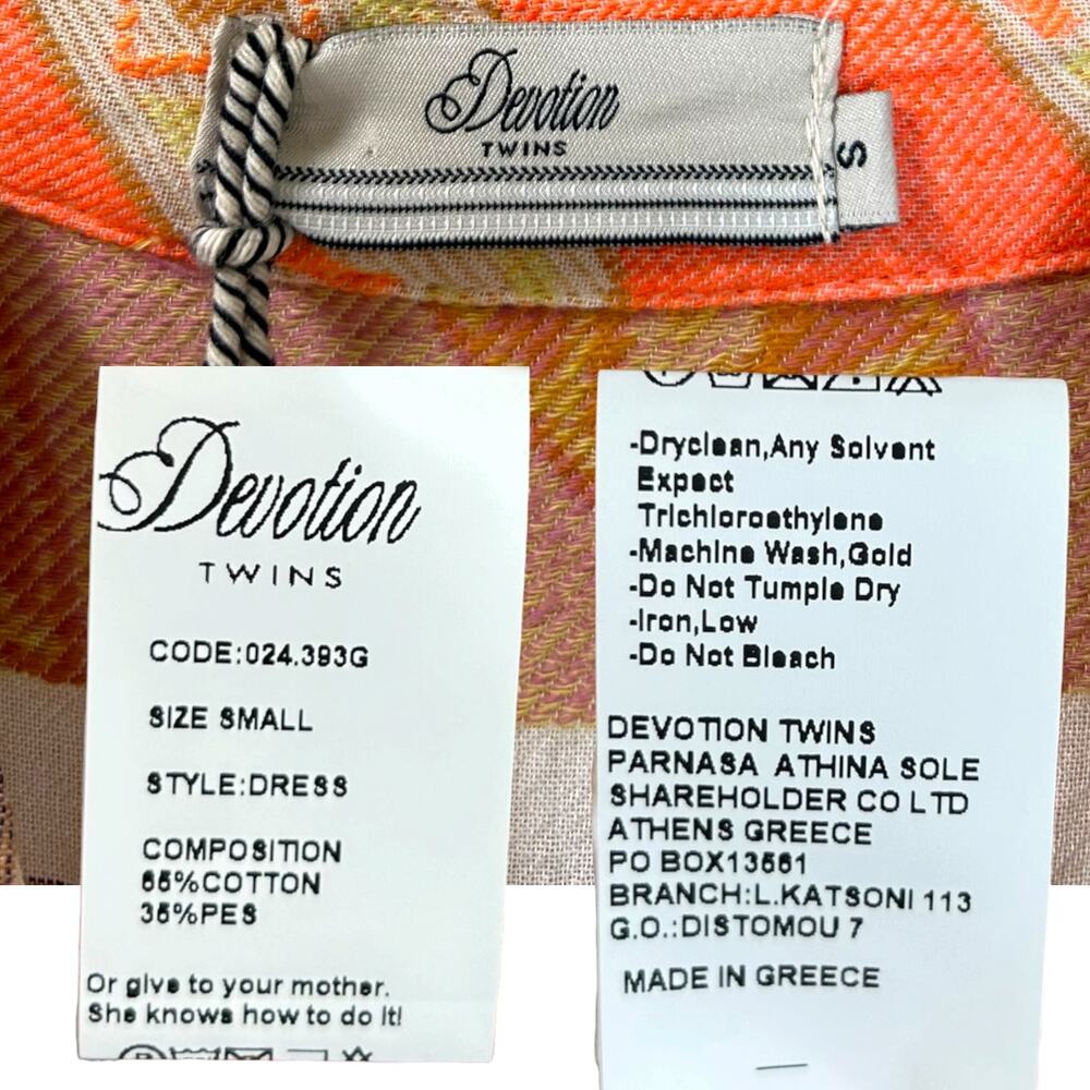 Devotion Twins NWT 'Hermosa' Tunic Mini Dress, Boho, Pattern Orange Lilac, Small - Picture 5 of 12